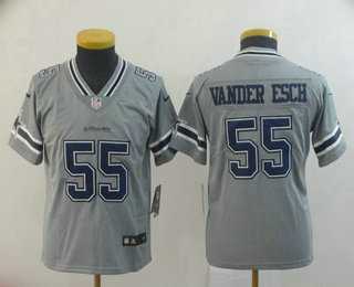 Youth Dallas Cowboys #55 Leighton Vander Esch Grey 2019 Inverted Legend Stitched NFL Nike Limited Jersey->youth nfl jersey->Youth Jersey